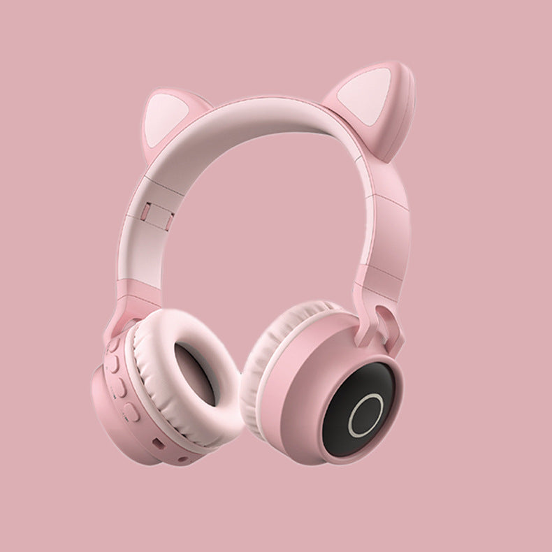 Casque Bluetooth 5.0 Oreilles de Chat LED — Sans Fil Pliable Micro Intégré Enfants Ado — Rose / Bleu / Violet / Gris / Bleu-Vert