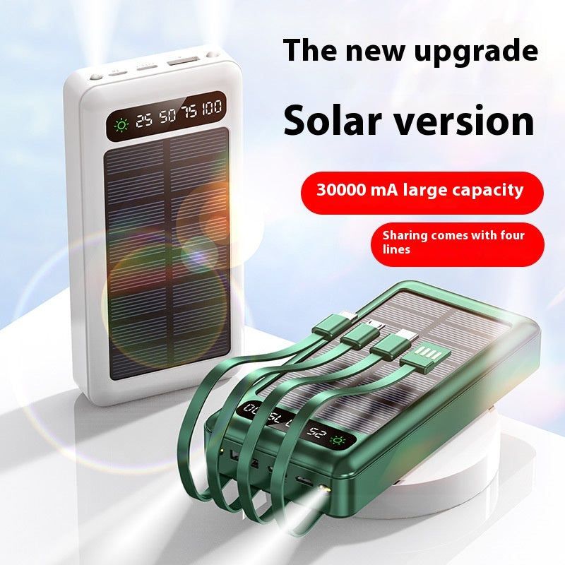 Powerbank op zonne-energie met kabel 30000 MA Mobiele voeding