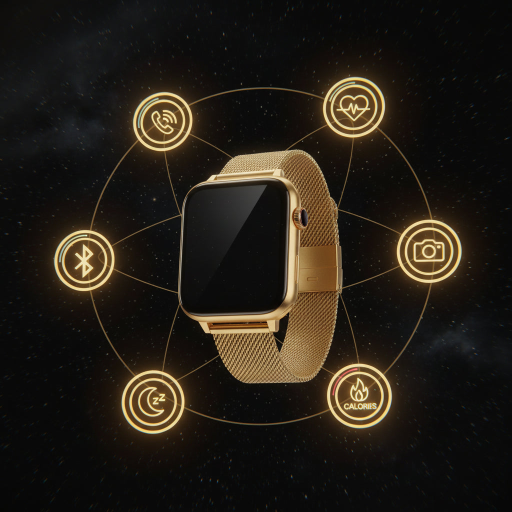 Montre Connectée Or Acier — Bluetooth & Charge Magnétique