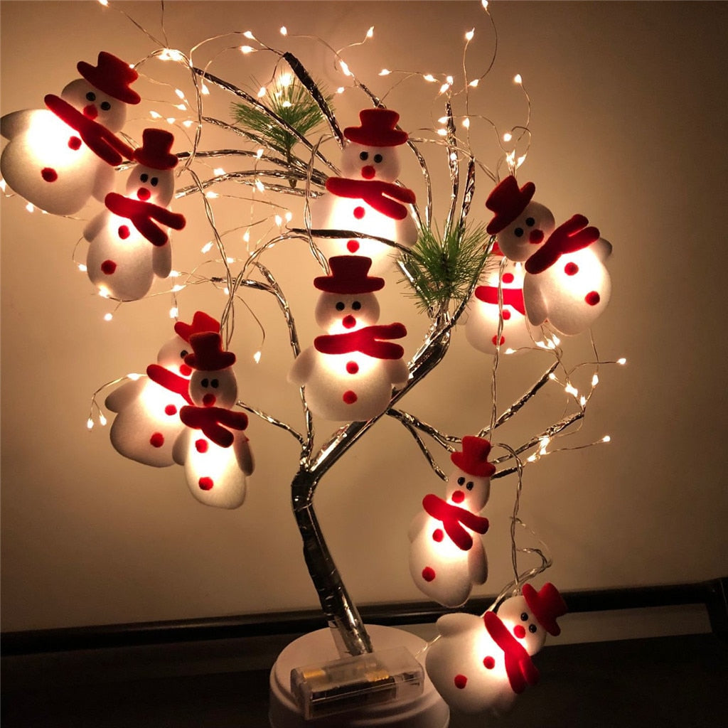 Sneeuwpop Kerstboom LED Lichtslinger Sneeuwvlokken Fairy Lights Hangende Ornamenten
