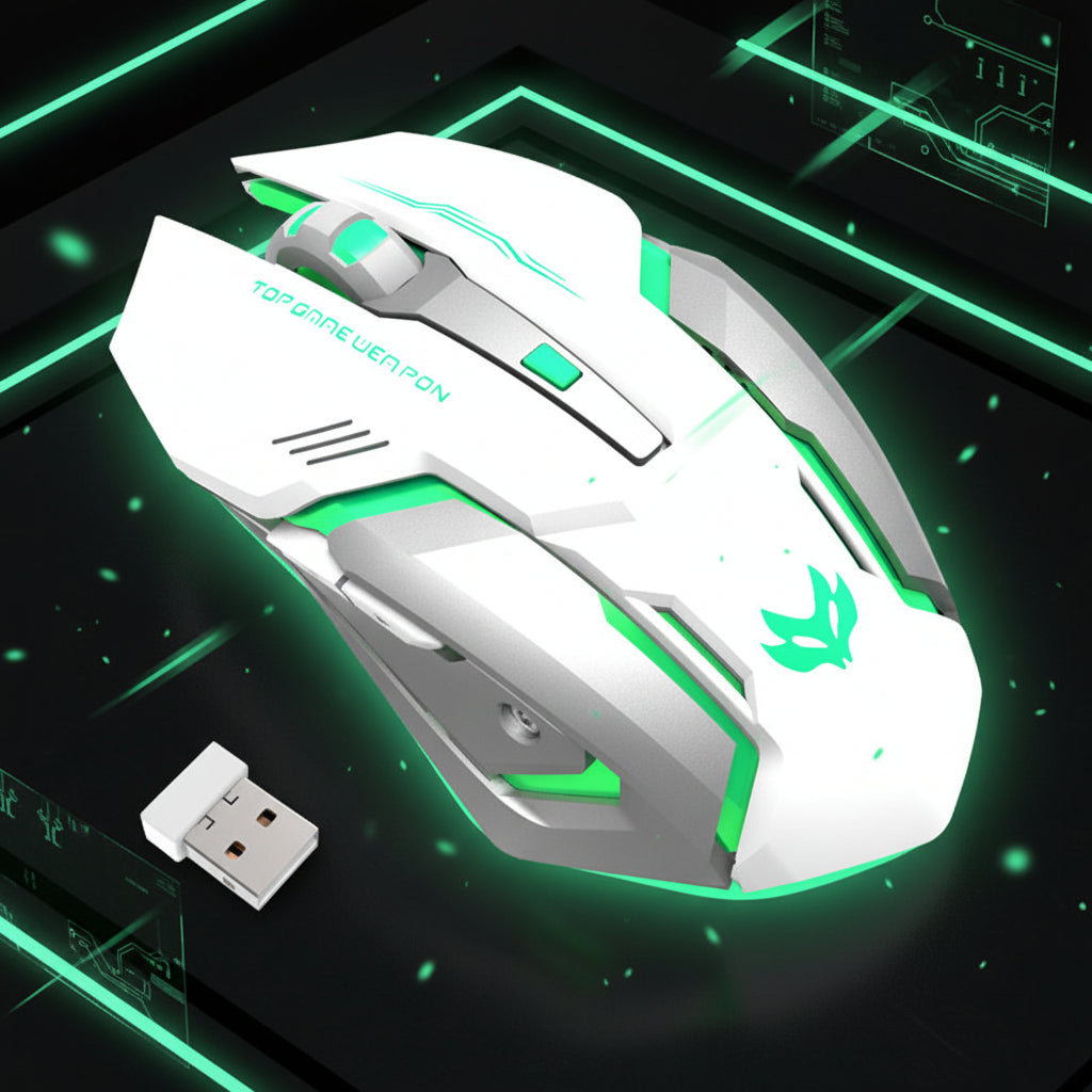 Souris Gamer Sans Fil Silencieuse Rechargeable — LED RGB 1600 DPI 6 Boutons 2.4GHz