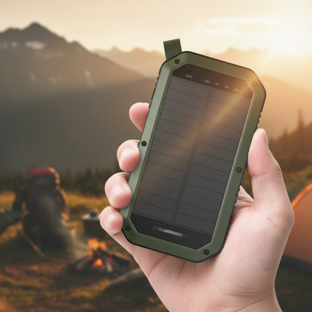 Batterie Solaire ES982S 20000mAh — Sans Fil, 3 USB, Lampe LED
