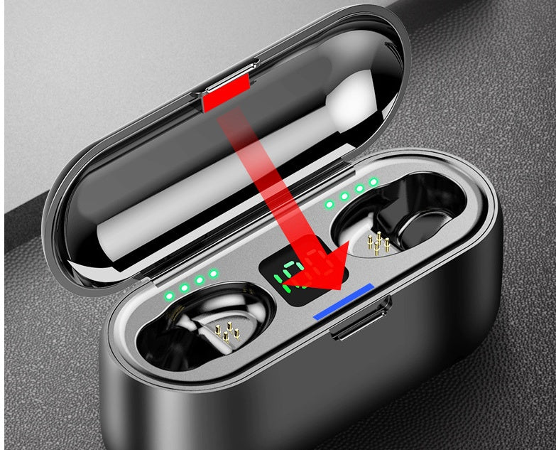 Wireless Bluetooth TWS IPX7 Earphones — 2000 mAh Charging Case LED Display — Black / Red / White