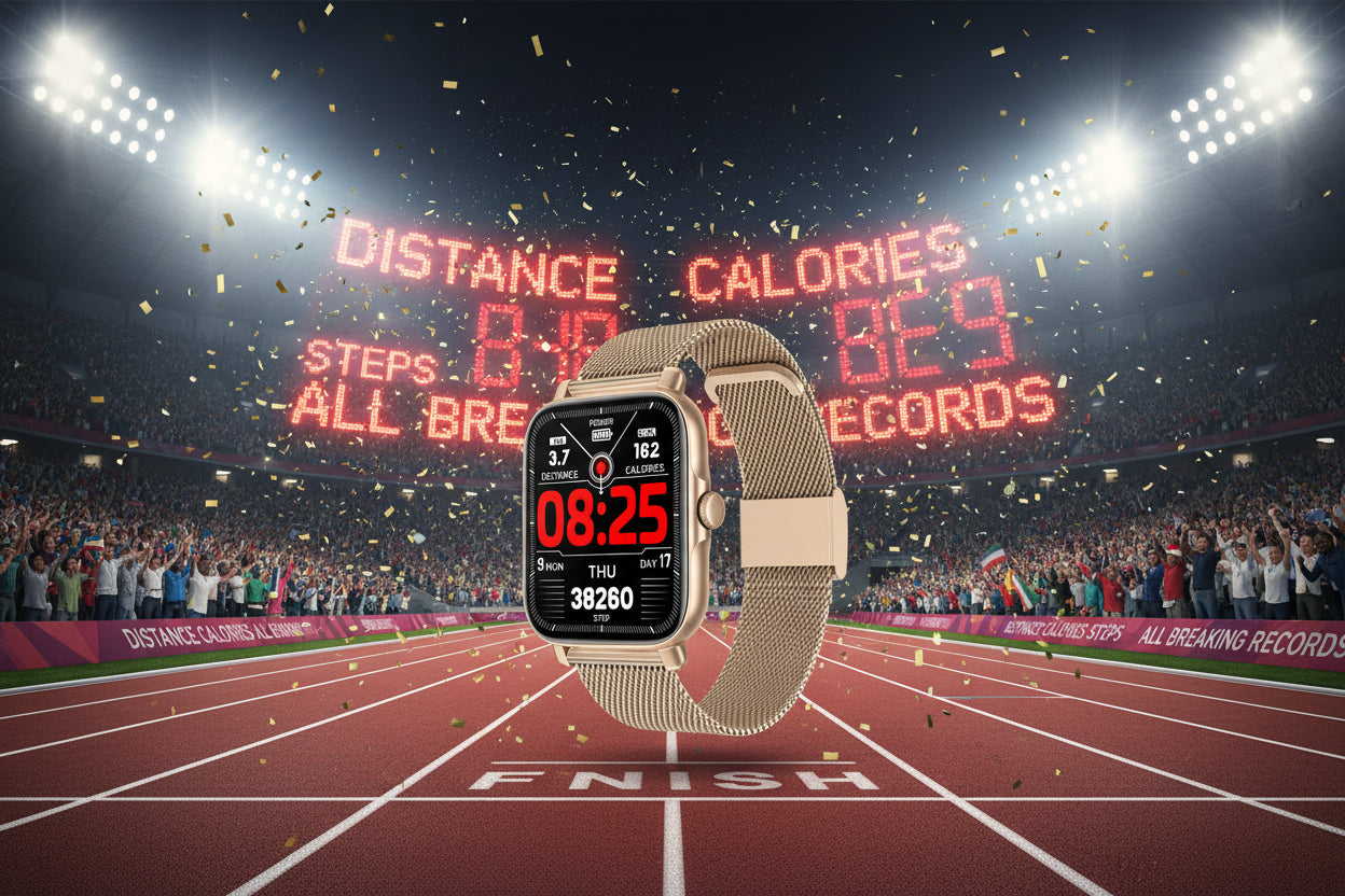 Montre Connectée Or Acier — Bluetooth & Charge Magnétique