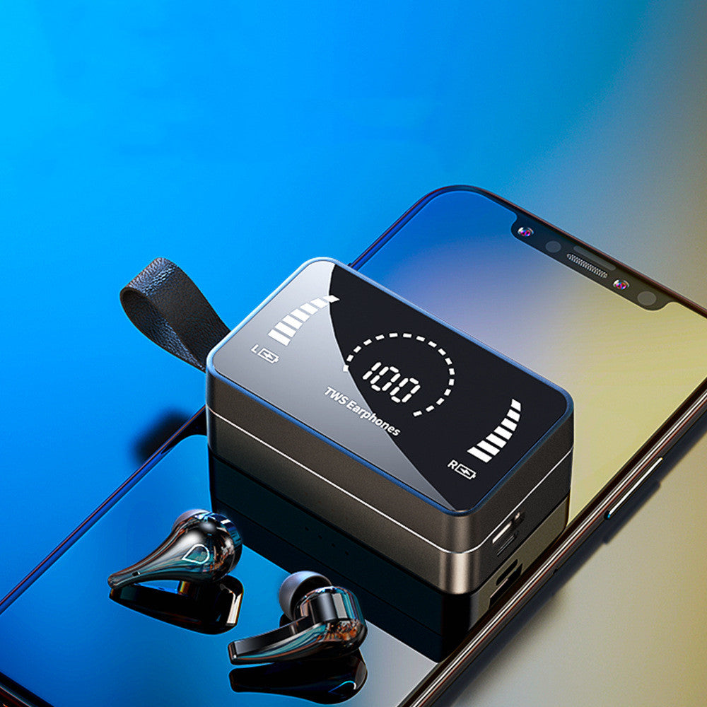 Écouteurs Bluetooth 5.0 Sport Sans Fil TWS — Boîtier Charge 3500 mAh Affichage LED Micro Intégré Étanche — Noir