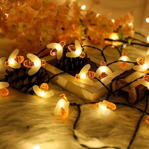 Solar New String Lights 20 LED Little Bee Christmas Lanterns Flashing Lights Christmas String Lights Garden Decoration Lights