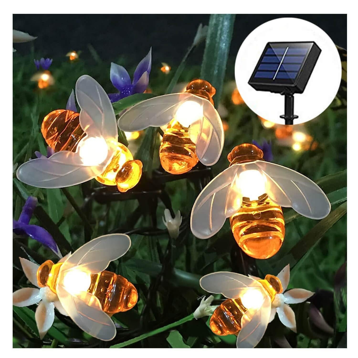 Solar New String Lights 20 LED Little Bee Christmas Lanterns Flashing Lights Christmas String Lights Garden Decoration Lights