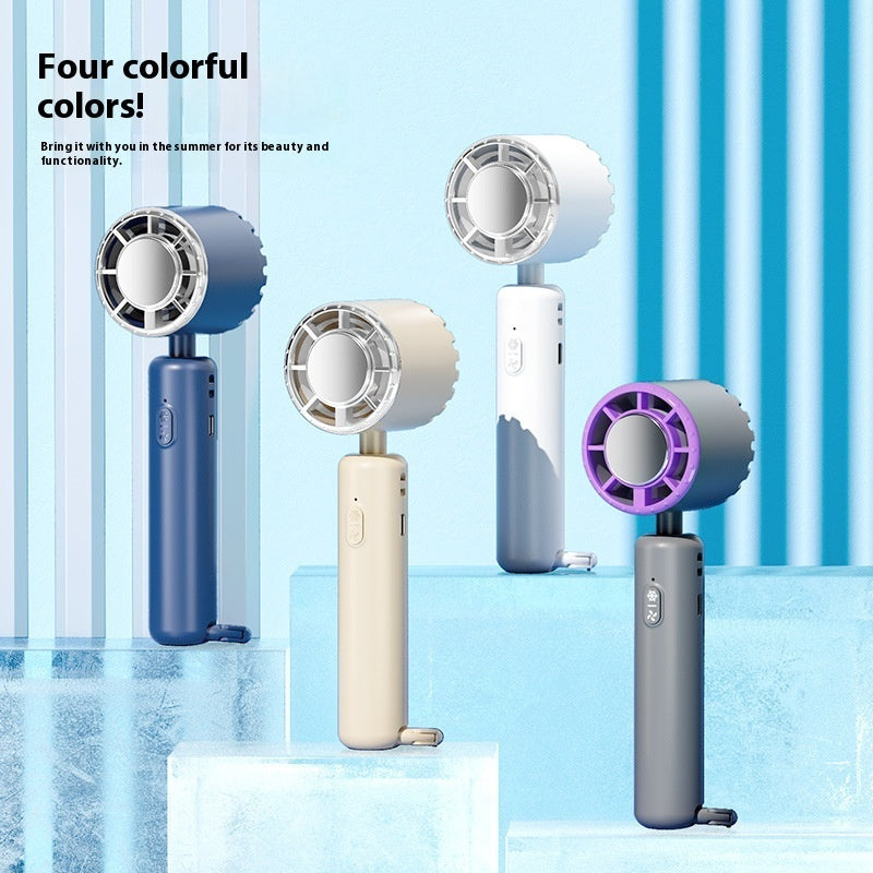 Draagbare Oplaadbare Miniventilator 2000 mAh — Digitale Batterijweergave Opvouwbaar Zomer Kantoor Reizen — Wit / Blauw / Beige / Paars