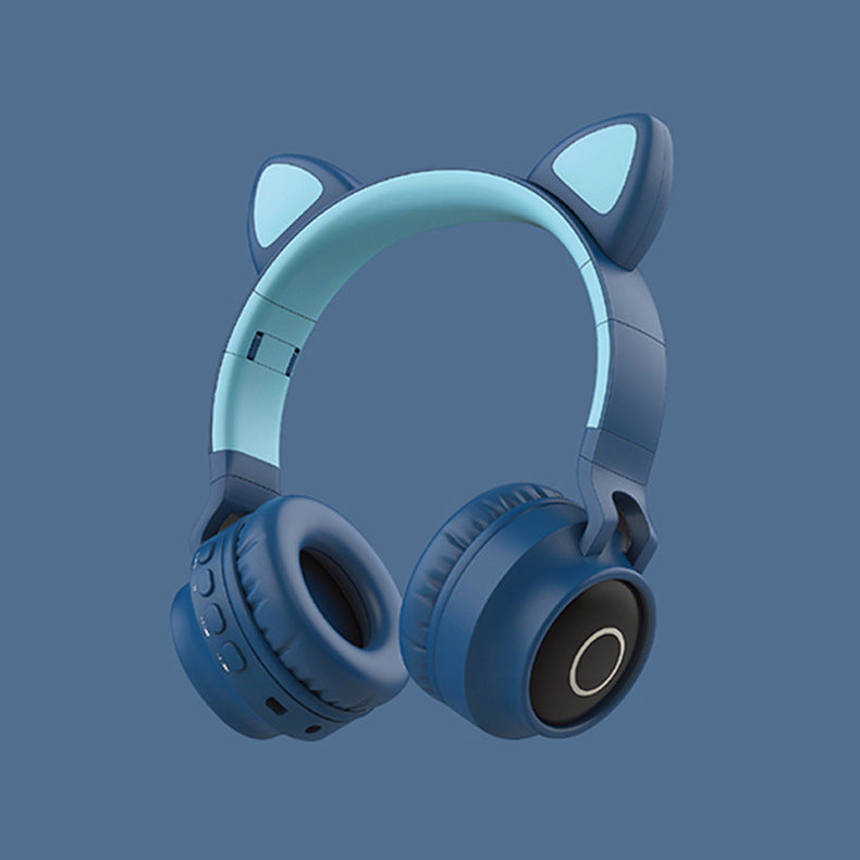 Casque Bluetooth 5.0 Oreilles de Chat LED — Sans Fil Pliable Micro Intégré Enfants Ado — Rose / Bleu / Violet / Gris / Bleu-Vert
