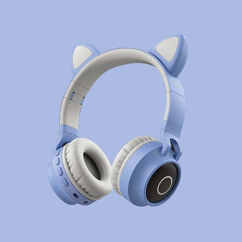 Casque Bluetooth 5.0 Oreilles de Chat LED — Sans Fil Pliable Micro Intégré Enfants Ado — Rose / Bleu / Violet / Gris / Bleu-Vert