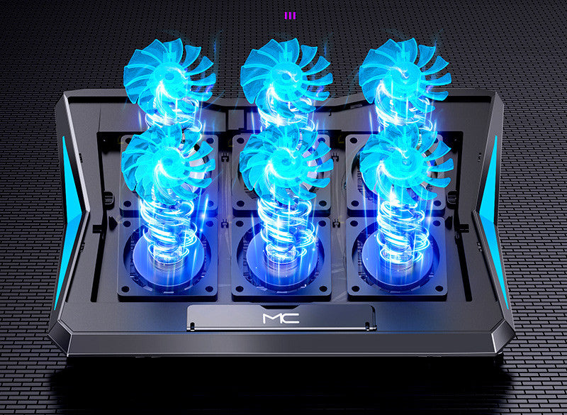 Base de Refroidissement PC Portable Gaming — 6 Ventilateurs LED USB Réglable Angle Ergonomique