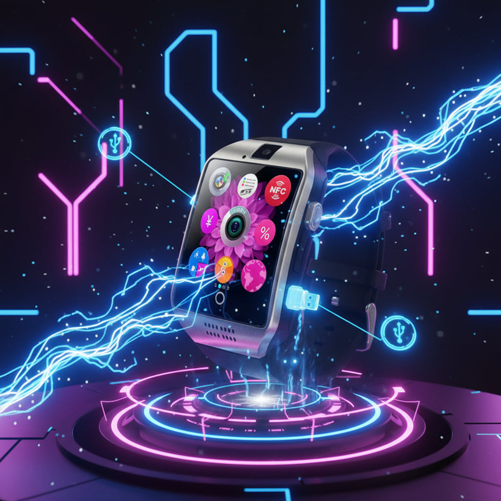 Montre Connectée Caméra 1,54" — Bluetooth, SMS, Selfie, 380mAh