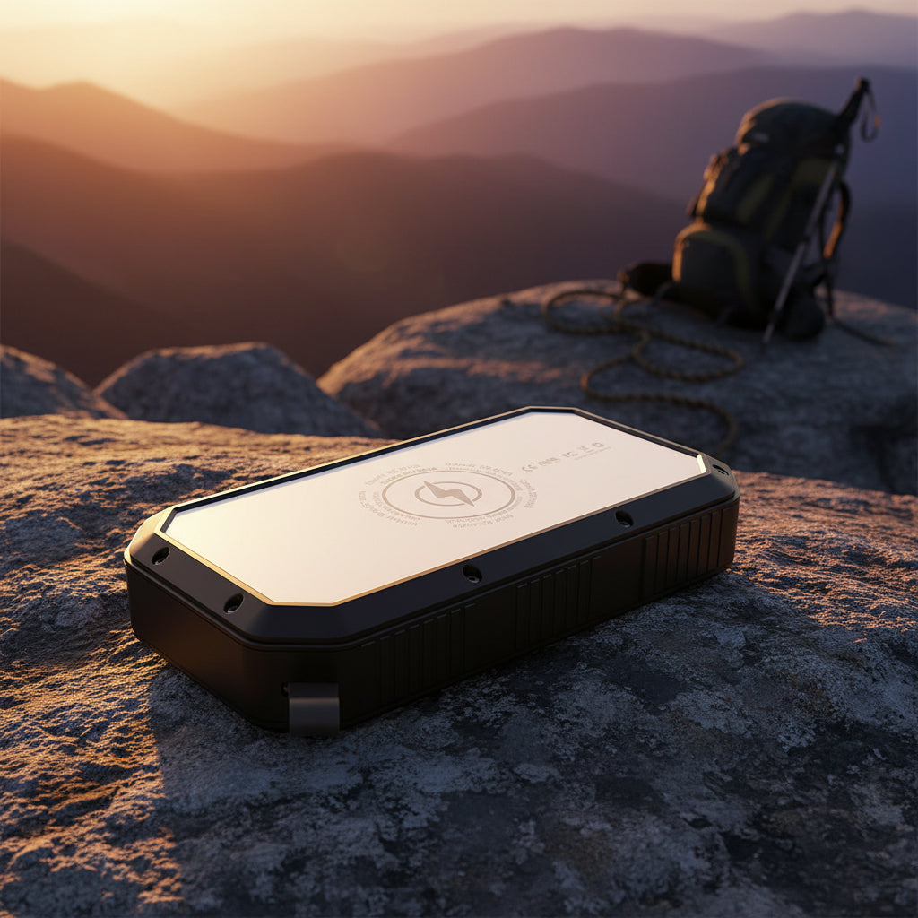 Batterie Solaire ES982S 20000mAh — Sans Fil, 3 USB, Lampe LED