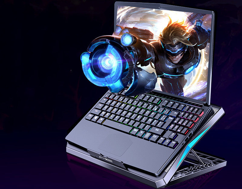 Base de Refroidissement PC Portable Gaming — 6 Ventilateurs LED USB Réglable Angle Ergonomique