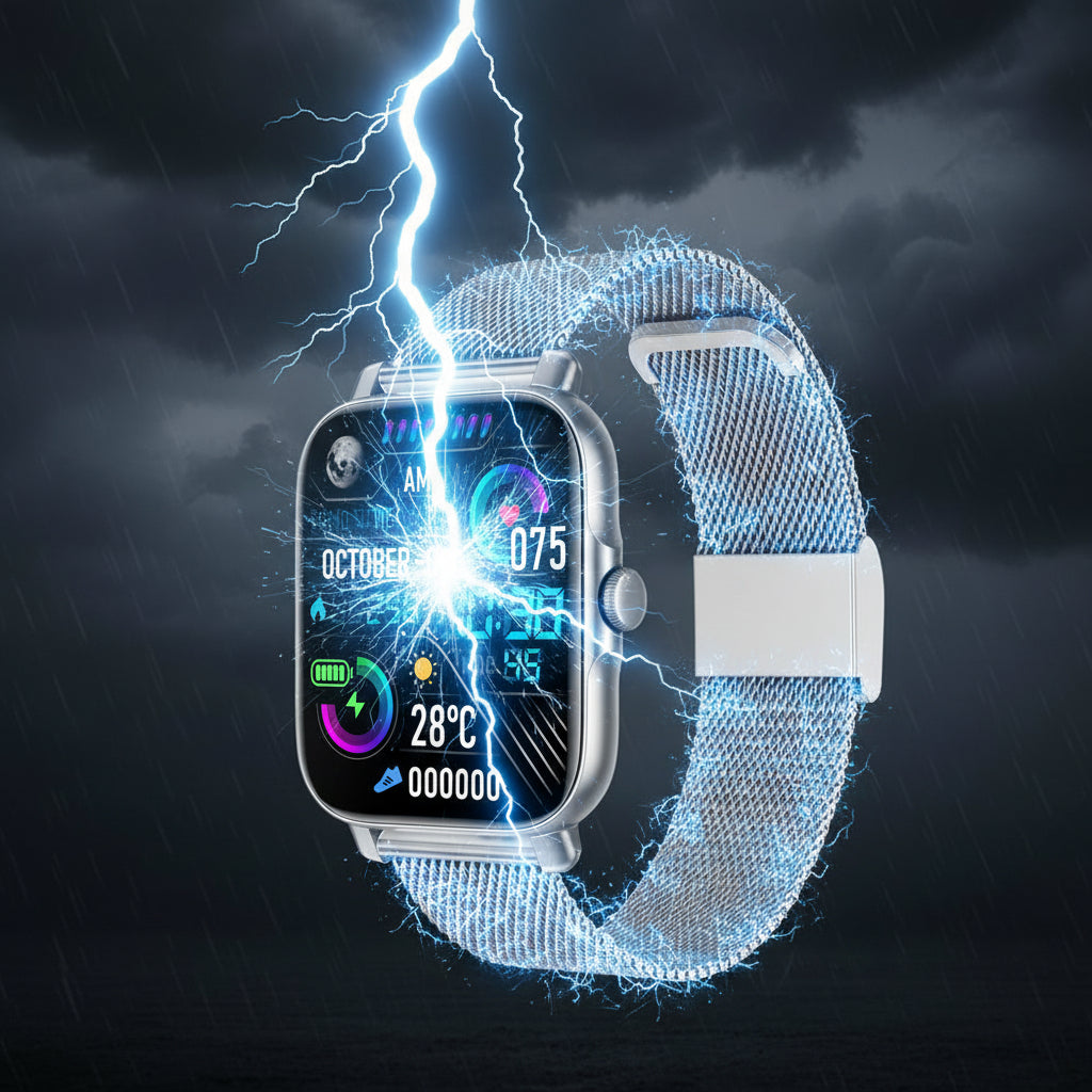Montre Connectée Or Acier — Bluetooth & Charge Magnétique
