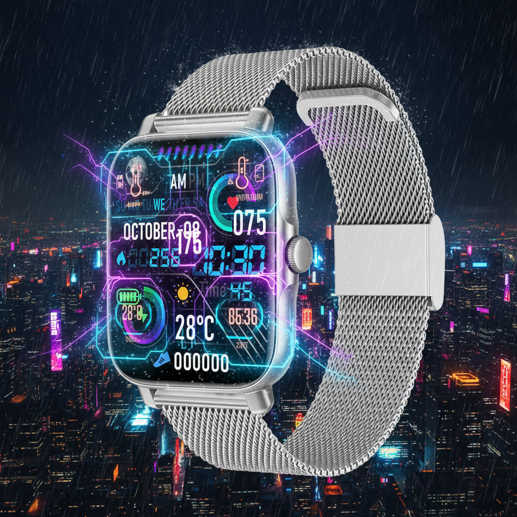 Montre Connectée Or Acier — Bluetooth & Charge Magnétique