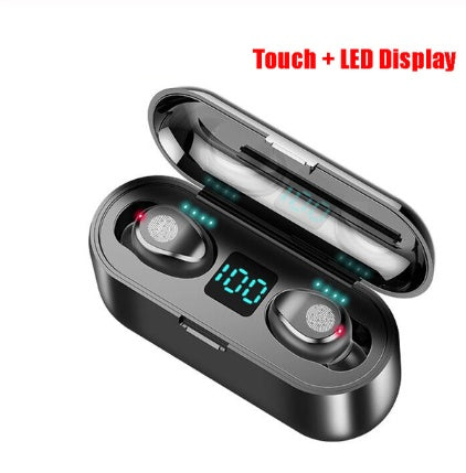 Wireless Bluetooth TWS IPX7 Earphones — 2000 mAh Charging Case LED Display — Black / Red / White