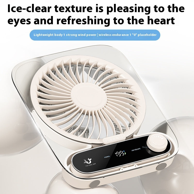 Ultra-thin Desktop Digital Display Fan, Mute Mini Portable Handheld USB Charging