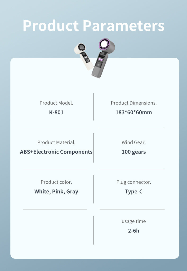 adjustable portable handheld fan