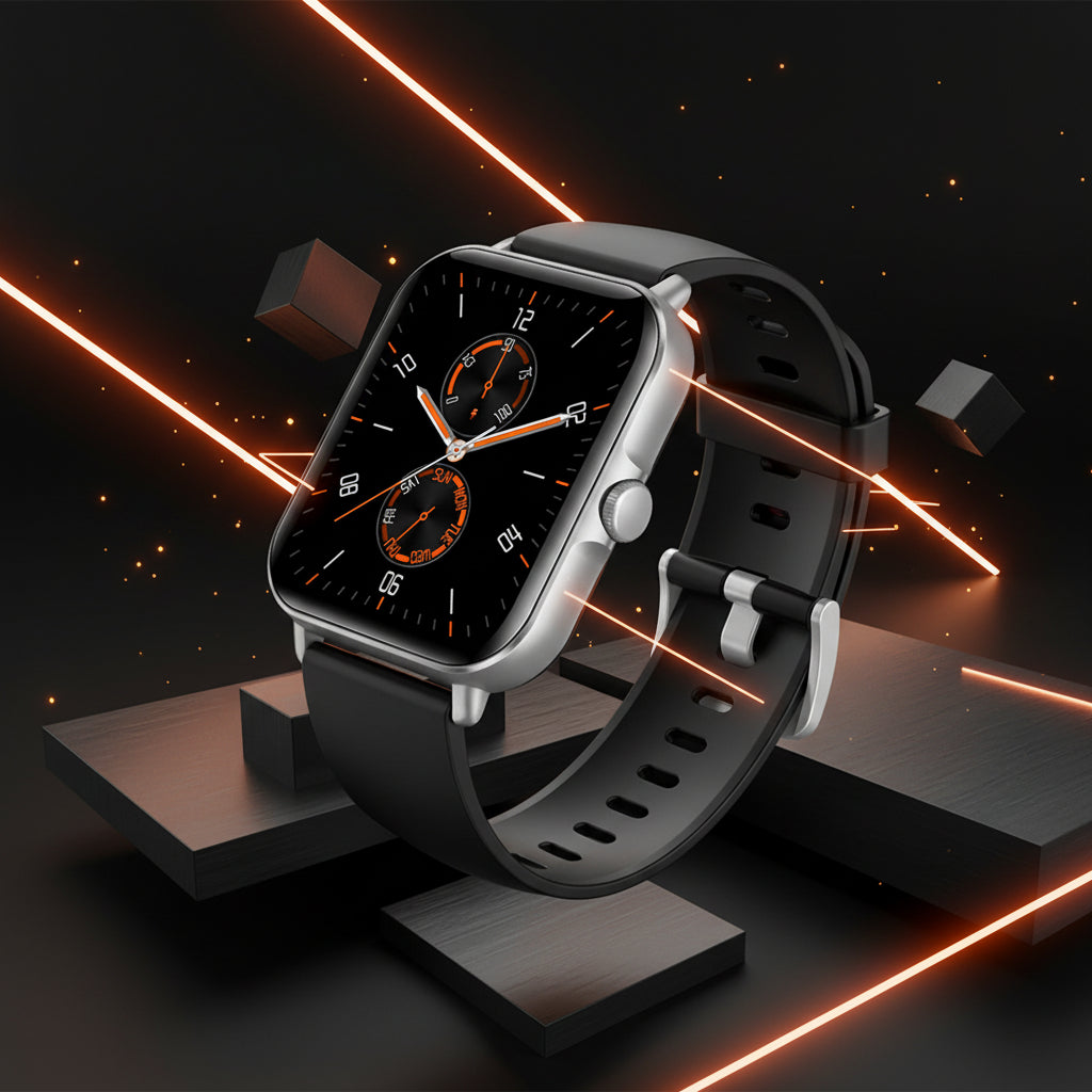 Montre Fitness Ronde — 100+ Sports, Appels BT, 20J Autonomie