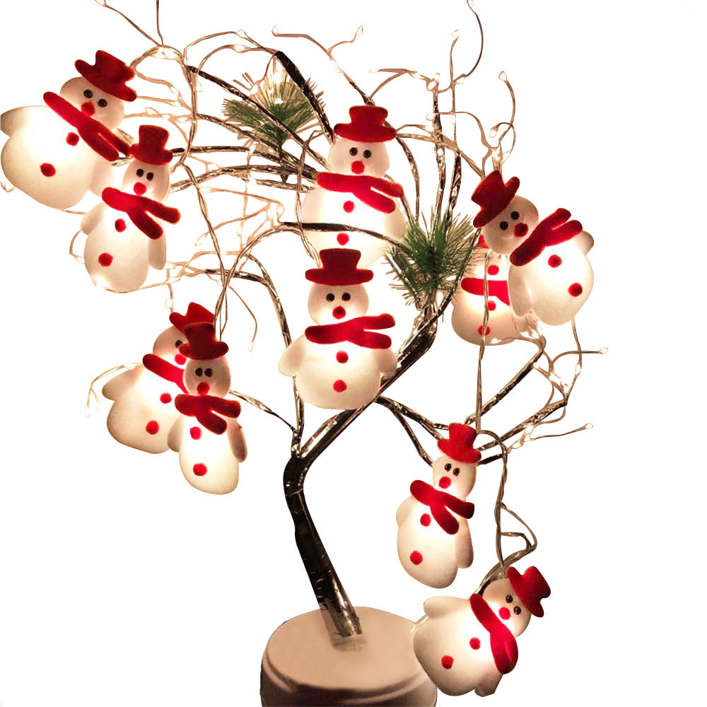 Sneeuwpop Kerstboom LED Lichtslinger Sneeuwvlokken Fairy Lights Hangende Ornamenten