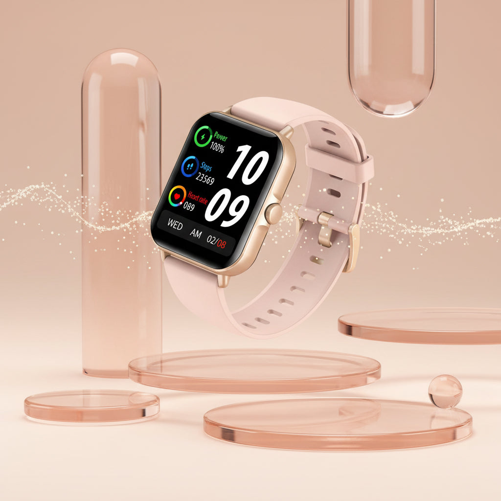 Montre Fitness Ronde — 100+ Sports, Appels BT, 20J Autonomie