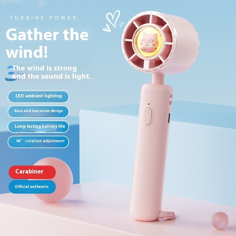 Draagbare Oplaadbare Miniventilator 2000 mAh — Digitale Batterijweergave Opvouwbaar Zomer Kantoor Reizen — Wit / Blauw / Beige / Paars