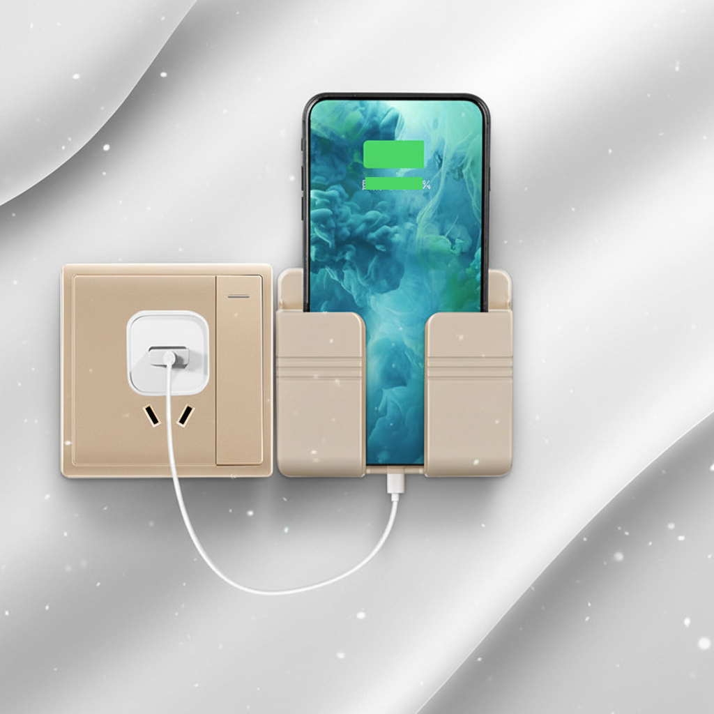 Wall Mount Phone Charger No Drilling — Adhesive Wall Socket Storage Box