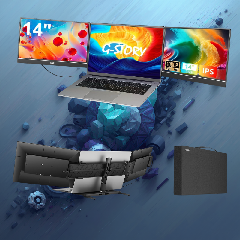 HD 14-inch Single-screen Dual-screen Office DisplayaDouble Écran Portable 14" Full HD IPS pour Laptop — G-Story GS140NB Moniteur Étendu USB-C