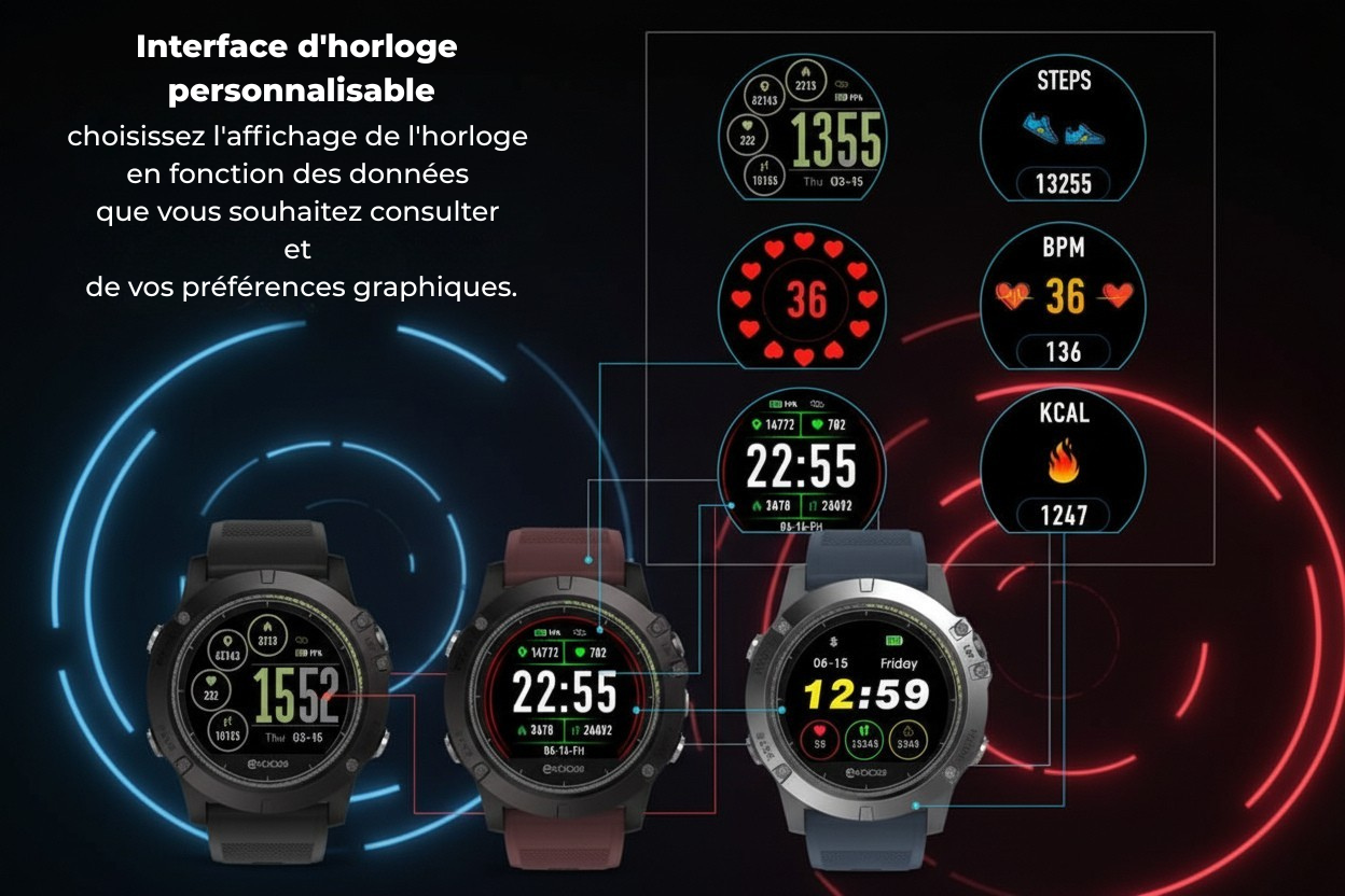 Montre Tactique V3 HR — GPS, Fréquence Cardiaque IP67