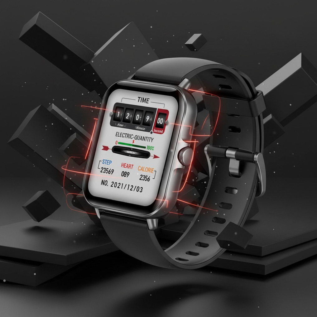 Montre Fitness Ronde — 100+ Sports, Appels BT, 20J Autonomie