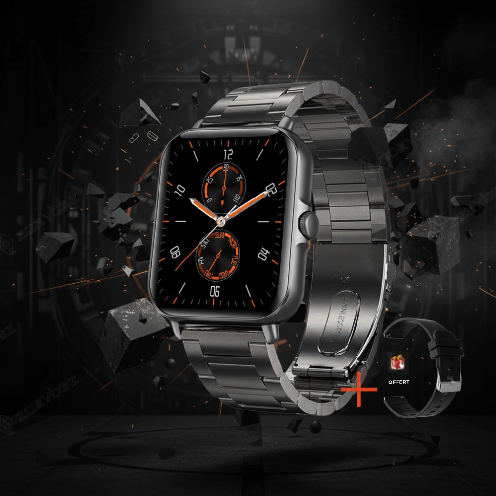 Montre Fitness Ronde — 100+ Sports, Appels BT, 20J Autonomie