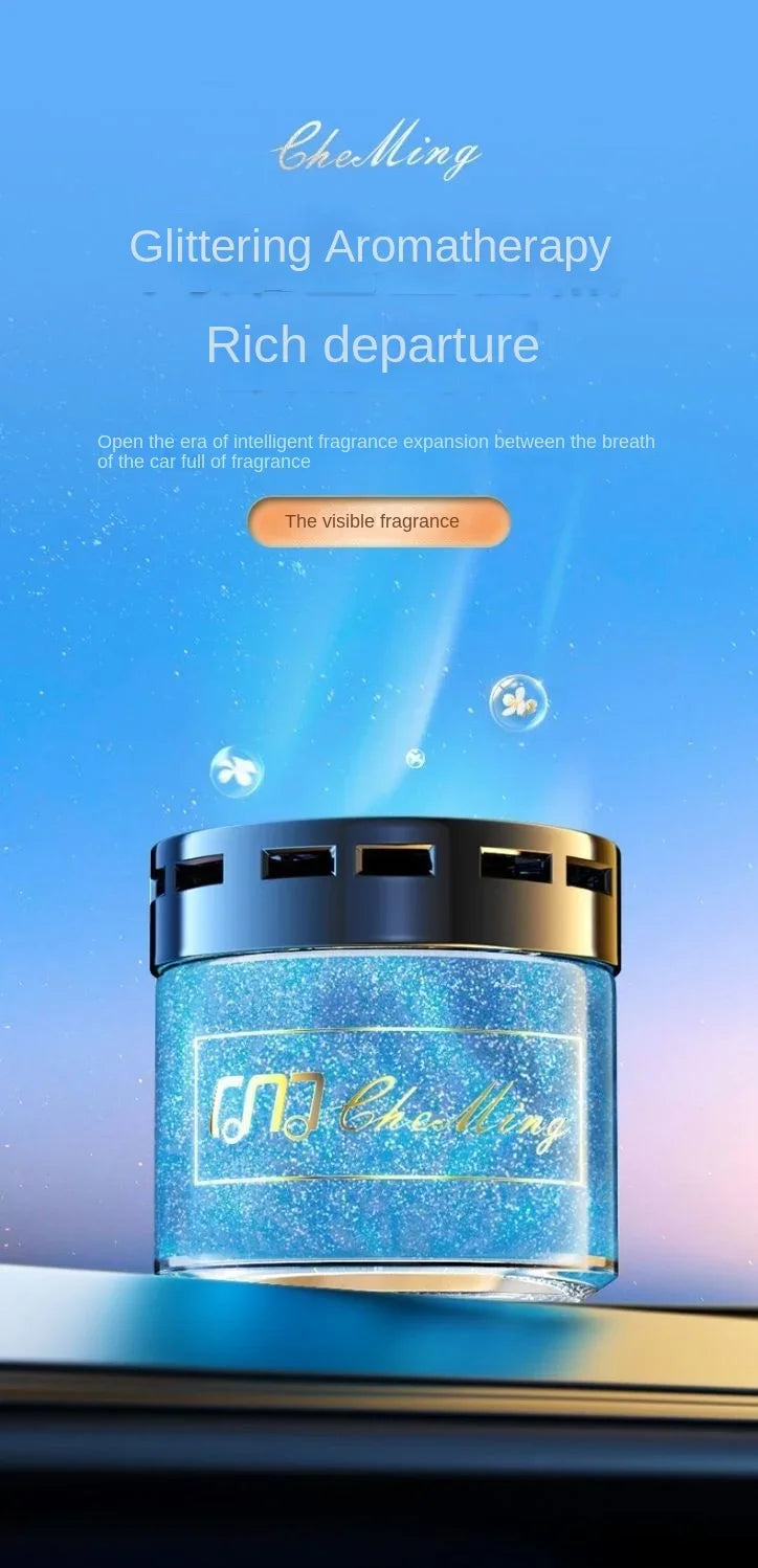 Car Aromatherapy Balm displayed in a car console, showcasing its ability to quickly decompose odors for fresh air.