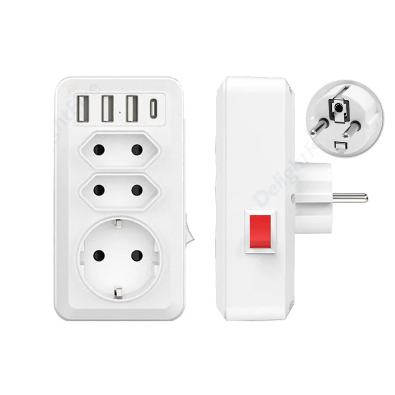 EU Extension Socket With 3 AC Outlets