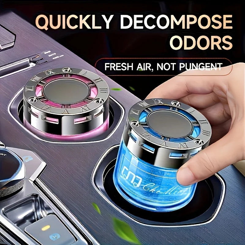 Car Aromatherapy Balm displayed in a car console, showcasing its ability to quickly decompose odors for fresh air.