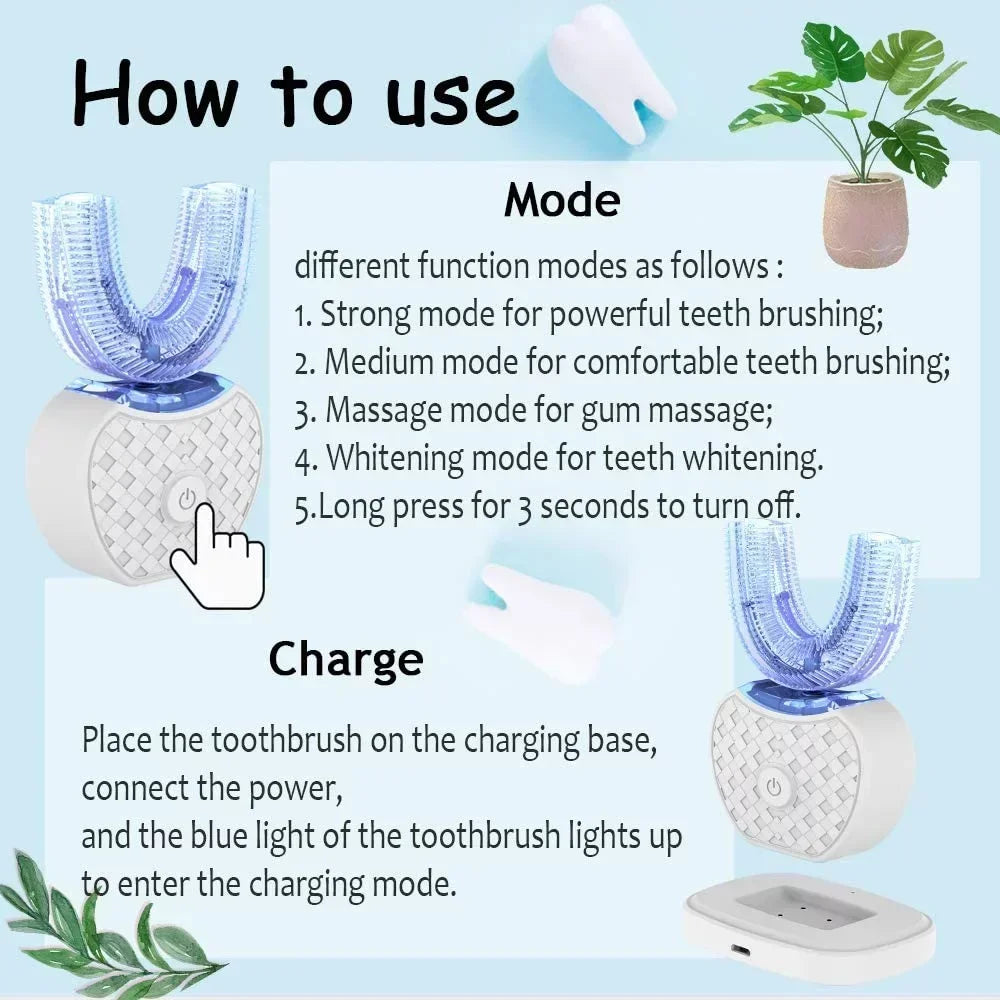 Ultrasonic Electric Adult Toothbrush - 360° Whitening Effect