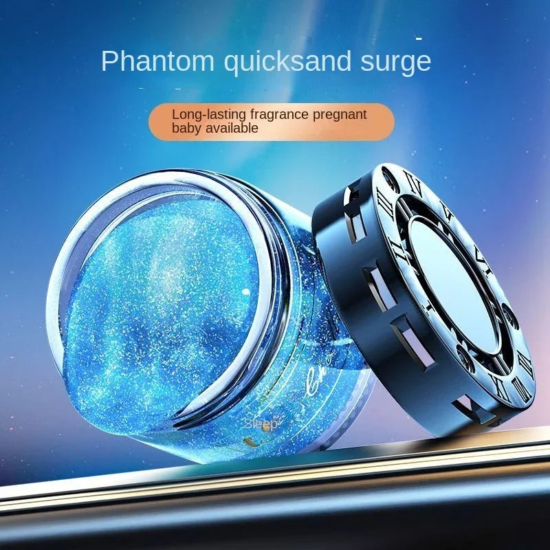 Car Aromatherapy Balm displayed in a car console, showcasing its ability to quickly decompose odors for fresh air.