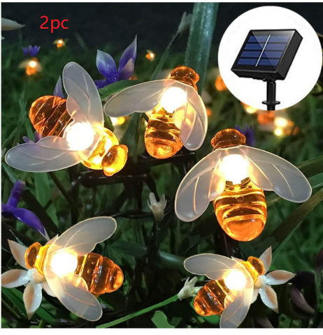 Solar New String Lights 20 LED Little Bee Christmas Lanterns Flashing Lights Christmas String Lights Garden Decoration Lights