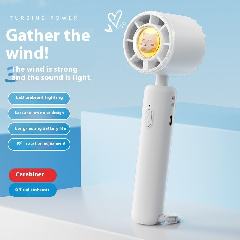 Draagbare Oplaadbare Miniventilator 2000 mAh — Digitale Batterijweergave Opvouwbaar Zomer Kantoor Reizen — Wit / Blauw / Beige / Paars