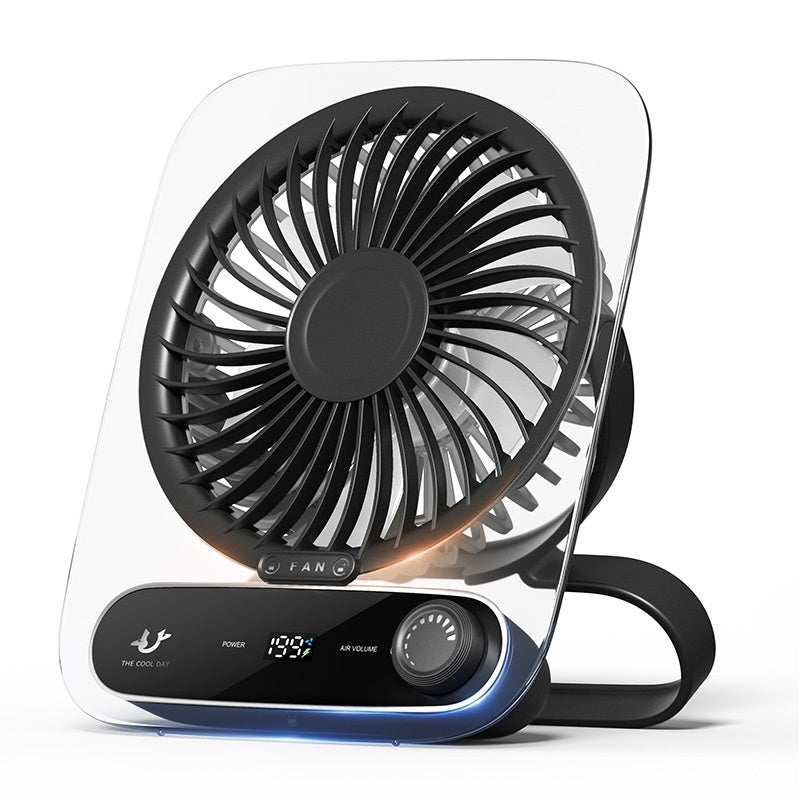 Ultra-thin Desktop Digital Display Fan, Mute Mini Portable Handheld USB Charging