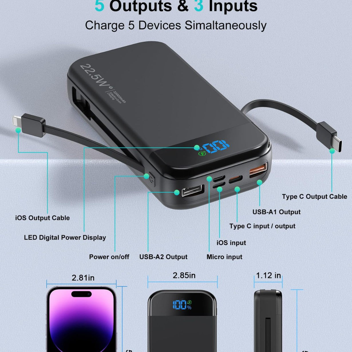 PSE Powerbank Snelladen 32000mAh Hoge Capaciteit