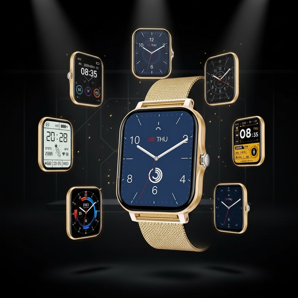 Montre Connectée Or Acier — Bluetooth & Charge Magnétique