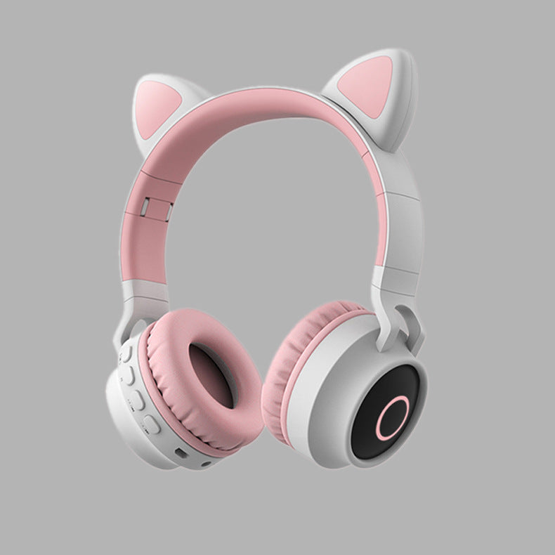 Casque Bluetooth 5.0 Oreilles de Chat LED — Sans Fil Pliable Micro Intégré Enfants Ado — Rose / Bleu / Violet / Gris / Bleu-Vert