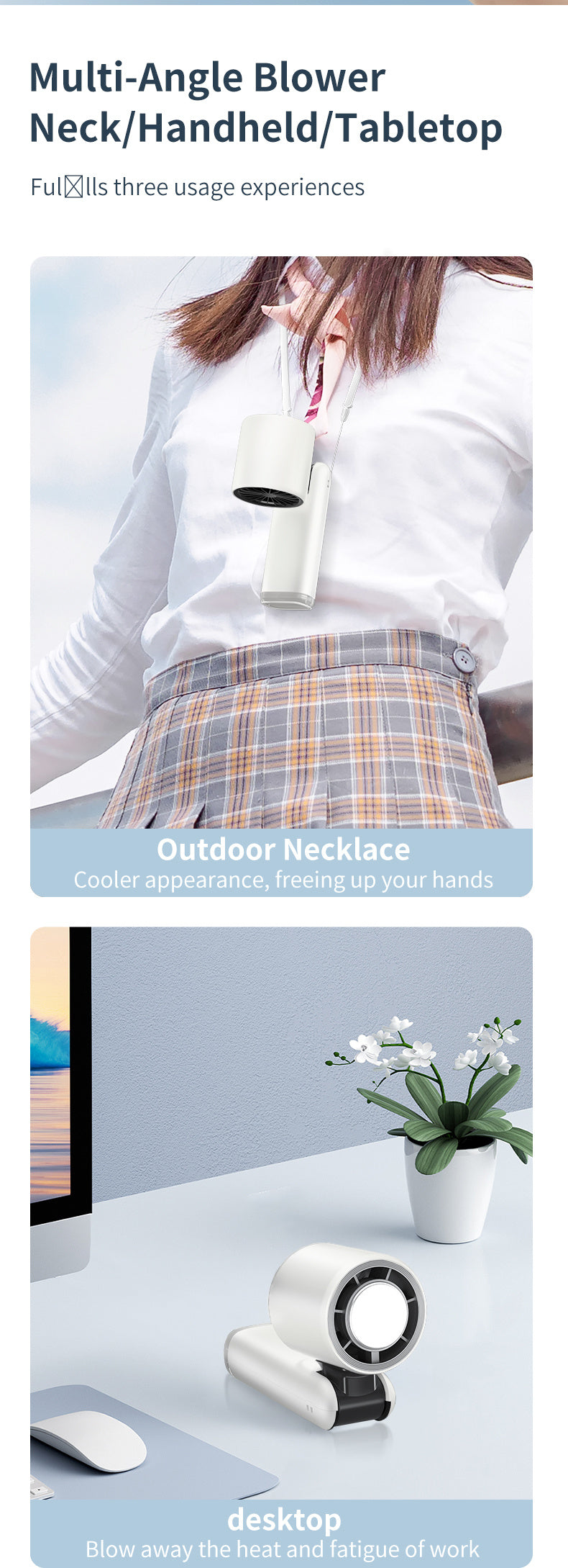 adjustable portable handheld fan