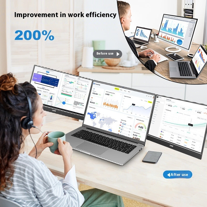 HD 14-inch Single-screen Dual-screen Office DisplayaDouble Écran Portable 14" Full HD IPS pour Laptop — G-Story GS140NB Moniteur Étendu USB-C