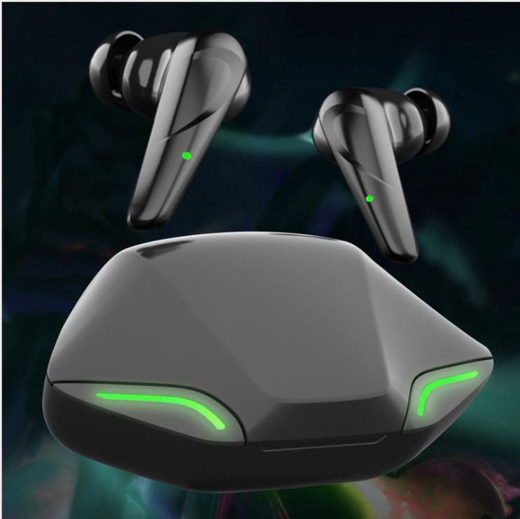 Écouteurs Gaming TWS Zéro Latence Bluetooth — Boîtier RGB Affichage LED Design Gaming — Noir / Cyan