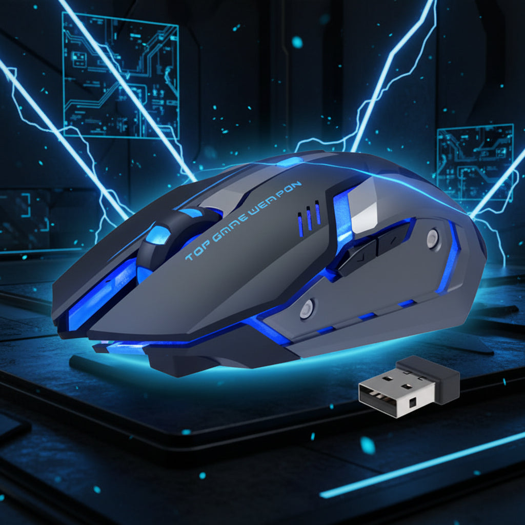 Souris Gamer Sans Fil Silencieuse Rechargeable — LED RGB 1600 DPI 6 Boutons 2.4GHz
