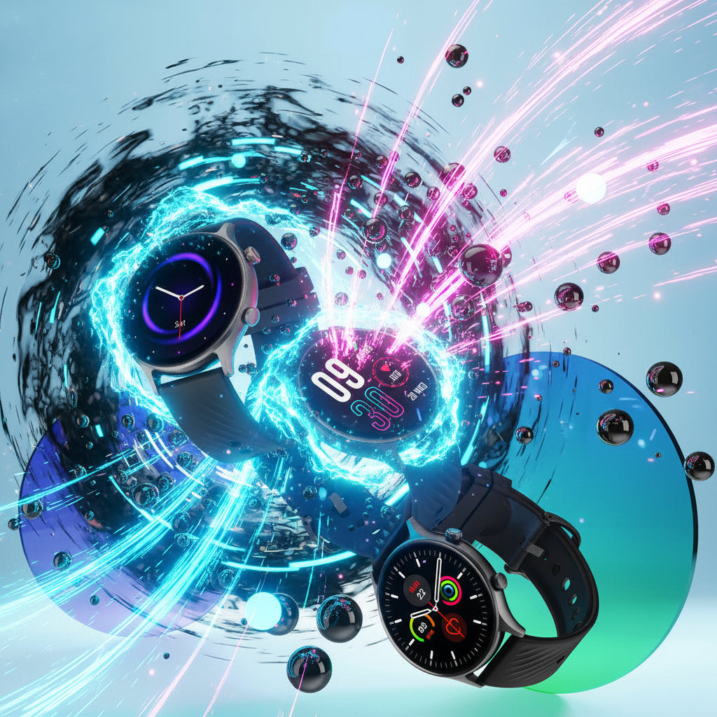 Montre Fitness Ronde — 100+ Sports, Appels BT, 20J Autonomie