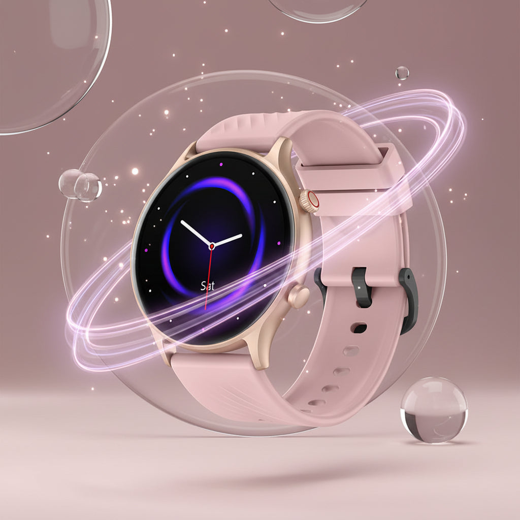 Round Fitness Watch — 100+ Sports, BT Calls, 20-Day Battery Life