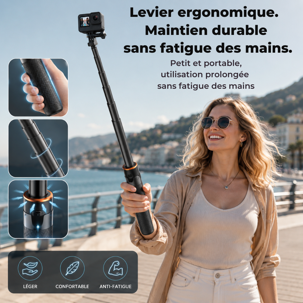 VRIG TP-21 — Perche Trépied 140cm, Alu Aviation, GoPro DJI